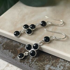 925 Sterling Silver, Black onyx dangle Earrings! 
BOHO- Easy on Ears!!